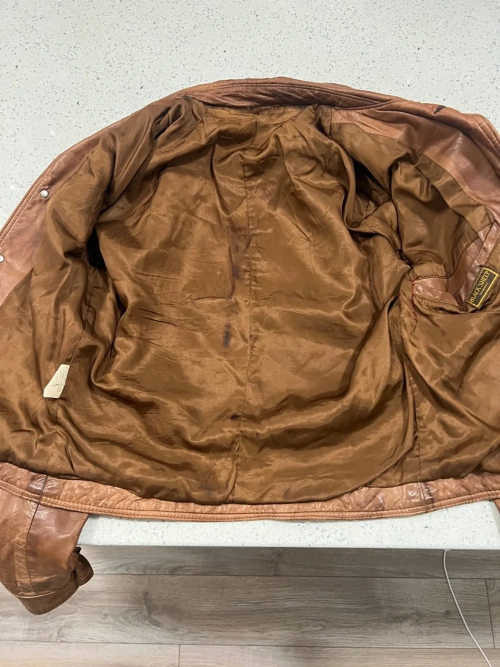 Vintage 1970s BLACK SHEEP 100% Genuine Leather Tailored Canada Moto Jacket Small - Picture 14 of 16
